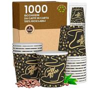 Eurocali 1000 Bicchierini in Carta per caffè 65ml CoffeeGoldCUP - Bicchieri Ecologici Biodegradabili Monouso Piccoli Asporto Bevande Calde