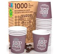 Eurocali 1000 Bicchierini in Carta per caffè 65ml CuzcoBrownCUP Bicchieri Ecologici & Biodegradabili Monouso Piccoli Asporto Bevande Calde