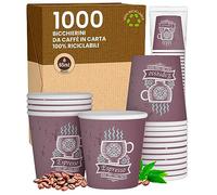 Eurocali 1000 Bicchierini in Carta per caffè 65ml CuzcoBrownCUP - Bicchieri Ecologici & Biodegradabili Monouso Piccoli Asporto Bevande Calde