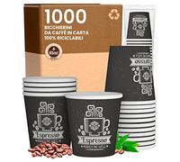 Eurocali 1000 Bicchierini in Carta per caffè 65ml CuzcoCUP - Bicchieri Ecologici Biodegradabili Monouso Piccoli Asporto Bevande Calde