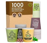 Eurocali 1000 Bicchierini in Carta per caffè 65ml CuzcoCUP Mix - Bicchieri Ecologici & Biodegradabili Monouso Piccoli Asporto Bevande Calde