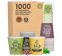 Eurocali 1000 Bicchierini in Carta per caffè 65ml CuzcoCUP Mix Bicchieri Ecologici & Biodegradabili Monouso Piccoli Asporto Bevande Calde