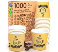 Eurocali 1000 Bicchierini in Carta per caffè 65ml CuzcoYellowCUP Bicchieri Ecologici & Biodegradabili Monouso Piccoli Asporto Bevande Calde