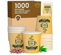 Eurocali 1000 Bicchierini in Carta per caffè 65ml CuzcoYellowCUP - Bicchieri Ecologici & Biodegradabili Monouso Piccoli Asporto Bevande Calde