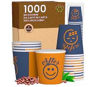 Eurocali 1000 Bicchierini in Carta per caffè 65ml DownUP Blue - Bicchieri Ecologici Biodegradabili Monouso Piccoli Asporto Bevande Calde