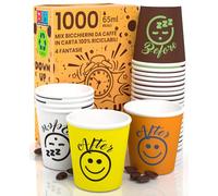 Eurocali 1000 Bicchierini in Carta per Caffè 65ml DownUpCUP Mix - Bicchieri Ecologici Biodegradabili Monouso Piccoli da Asporto Bevande Calde