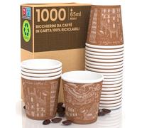 Eurocali 1000 Bicchierini in Carta per caffè 65ml Italy Brown - Bicchieri Ecologici Biodegradabili Monouso Piccoli Asporto Bevande Calde