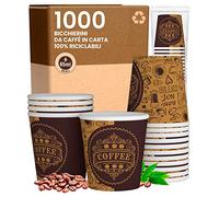 Eurocali 1000 Bicchierini in Carta per caffè 65ml PubCUP - Bicchieri Ecologici Biodegradabili Monouso Piccoli Asporto Bevande Calde