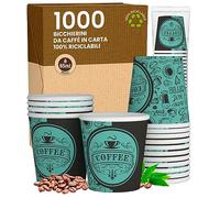 Eurocali 1000 Bicchierini in Carta per caffè 65ml PubGreenCUP - Bicchieri Ecologici Biodegradabili Monouso Piccoli Asporto Bevande Calde