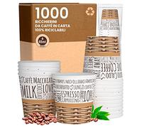 Eurocali 1000 Bicchierini in Carta per caffè 65ml SweetCUP - Bicchieri Ecologici Biodegradabili Monouso Piccoli Asporto Bevande Calde