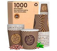 Eurocali 1000 Bicchierini in Carta per caffè 65ml VintageCUP Bicchieri Ecologici Biodegradabili Monouso Piccoli Asporto Bevande Calde