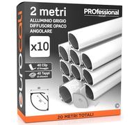 Eurocali 10x Profili Angolari da 2 metri (20mt) a Scomparsa in Alluminio per Strisce LED Copertura Opaca larghezza max striscia led 20mm - 30 x 30