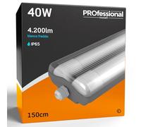 Eurocali 1x Plafoniera IP65 Impermeabile 40W Trasparente 4200 Lumen + 2 Tubi LED da 150cm - Luce Bianco Freddo 6400K - Fascio Luminoso 120° - Sostituzione Neon