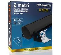 Eurocali 1x Profilo Angolare da 2 metri (2mt) in Alluminio Nero per Strisce LED Copertura Opaca larghezza max striscia led 10.5 mm - 15.8 x 15.8