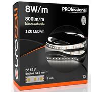 Eurocali 1x Striscia LED Monocolore 600 LED 40W 120 LED/metro - Bobina da 5 metri - IP20 da interno - Luce Bianco Naturale 4000K - Fascio Luminoso 120°