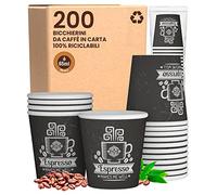 Eurocali 200 Bicchierini in Carta per caffè 65ml CuzcoCUP Bicchieri Ecologici Biodegradabili Monouso Piccoli Asporto Bevande Calde