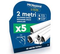 Eurocali 5 Profili Angolari da 2 Metri per Strisce LED - 10 Metri Totali - Profili in Alluminio con Copertura Opaca per Strisce LED fino a 10,5mm - Angoli 21,3x15,8mm