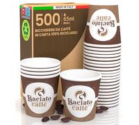Eurocali 500 Bicchierini in Carta Biodegradabile da caffè 65ml Bicchieri Ecologici Asporto Bevande Calde Acqua