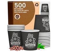 Eurocali 500 Bicchierini in Carta da caffè 65ml CuzcoCUP Bicchieri Ecologici Biodegradabili Monouso Piccoli Asporto Bevande Calde