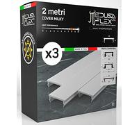 Eurocali Cover per Profilo alluminio per Strisce LED MEDUSAFLEX mod. Andromeda 2 Metri - Milky - Made in Italy in Policarbonato stabilizzato UV e certificata UL94HB - Pacco da 3 (6m)