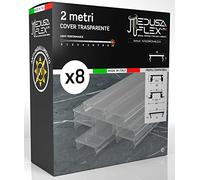 Eurocali Cover per Profilo alluminio per Strisce LED MEDUSAFLEX mod. Andromeda 2 Metri - Trasparente - Made in Italy in Policarbonato stabilizzato UV e certificata UL94HB - Pacco da 8 (16m)