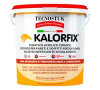Eurocali Kalorfix Tecnostuk lt.5 Fissativo Isolante Termico per Muri Interni ed Esterni Made in Italy - Resina Acrilica in Emulsione con Microsfere di Vetro per Isolare