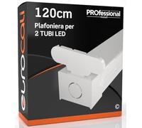 Eurocali Plafoniera 120 cm per Tubi LED (Non Inclusi) da Interno in Allumino di Colore Bianco - Sostituzione Neon
