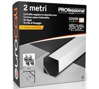 Eurocali Profilo Alluminio Nero Angolare per Strisce LED con copertura Professionale Opaca Made in Italy MedusaFlex CUBO in Policarbonato 2000 x 15.8 x 15.8mm - Cover standard nera inclusa