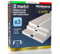 Eurocali Profilo Alluminio per Strisce LED Integrato nel Cartongesso - spessore 12,5mm - Facile da Montare con Gomma di Protezione per Stuccatura - Pacco da 3 lastre da 2mx12cm