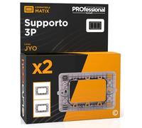 Eurocali Supporto per Placca Rettangolare a 3 Moduli per Frutti Compatibile con BTicino Matix Serie Civile 7003-B - Confezione da 2