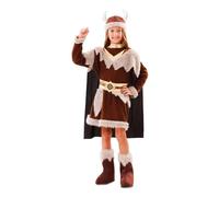 EUROCARNAVALES Costume Marrone da Vichingo per Bambina - Marrone - 5-6 Anni (105-121 cm)