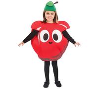 EuroCarnavales Costume rosso mela per bambini, 3-4 anni (92-104 cm)
