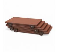 Euroceppi - 4 Taglieri Polietilene 50x40x2 cm Rosso Scuro Fermi Antiscivolo