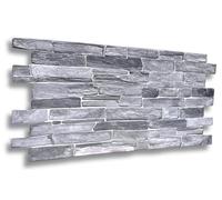 EURODECO | Pannelli decorativi da parete 3D 4 m² effetto pietra, 10 pezzi, rivestimento murale, rivestimento in PVC, imitazione piastrelle, 90 x 48 cm (CPVC01 grigio)