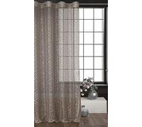 Eurofirany Amanda Rete con Occhielli-1 Pezzo. Tenda Semitrasparente, Tendaggi, Decorazioni per Interni di Soggiorno, Camera da Letto e Cucina, Poliestere, Beige, 140x250 cm