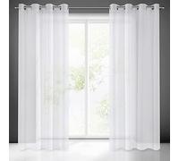 Eurofirany ARGEA Tenda per Interni Trasparenti con Occhielli - 1 Pz. Voile Decorativo Finestra Per Cameretta, Soggiorno, Da Letto Salotto Moderne, 140x250 cm, Bianco