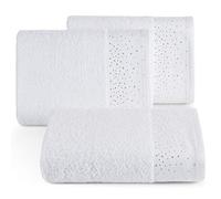 Eurofirany Asciugamano in Cotone Bianco Morbido con Brillantini Modello Bordatura Set di 3 Pezzi Oeko-Tex, 70 x 140 cm, 6
