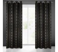 Eurofirany Blackout - Tenda oscurante con 8 occhielli, 1 pezzo, elegante, liscia, tinta unita, colore nero, per soggiorno, camera da letto, 140 x 250 cm