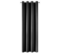 Eurofirany Blackout - Tende morbide oscuranti con 8 occhielli, moderne, semplici, per camera da letto, cameretta dei bambini, soggiorno, colore nero, 135 x 250 cm