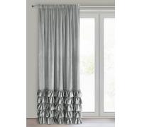 Eurofirany Carli - Tenda in velluto con volant, 1 pezzo, oscurante, per soggiorno, camera da letto, 140 x 250 cm, colore: grigio