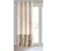 Eurofirany CARLI Tenda in velluto con volant, tenda in velluto con occhielli, 1 pezzo, oscurante, per soggiorno, camera da letto, 140 x 250 cm, beige