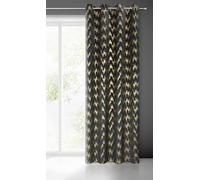 Eurofirany CHILL - Tenda in velluto nero con paillettes dorate, occhielli, 1 pezzo, in velluto, opaca, elegante, fantasia, moderna, per soggiorno, camera da letto, 140 x 250 cm