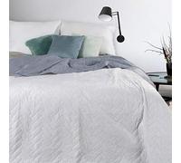 Eurofirany Design91 Luiz - Copriletto double face, protezione per poltrona, copriletto, in velluto, morbida, trapunta, 70 x 160 cm, 170 x 210 cm, 220 x 240 cm, tessuto, bianco e argento