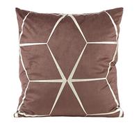 Eurofirany Elegante federa in velluto con stampa, 45 x 45 cm, rivestimento in velluto, morbido cuscino per divano, motivo a rombi, rosa cipria