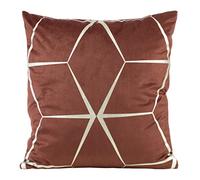 Eurofirany Elegante federa in velluto con stampa, 45 x 45 cm, rivestimento in velluto, morbido cuscino per divano, motivo a rombi, rosso mattone