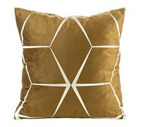 Eurofirany Elegante federa in velluto con stampa, 45 x 45 cm, rivestimento in velluto, morbido cuscino per divano, motivo a rombi, colore giallo miele