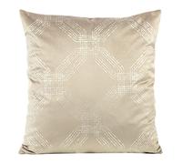 Eurofirany Elegante federa per cuscino decorativo in velluto, con stampa, 45 x 45 cm, rivestimento in velluto, morbido cuscino per divano, motivo esagonale, colore crema