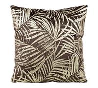 Eurofirany Elegante federa per cuscino in velluto, con stampa, 45 x 45 cm, in velluto, morbido cuscino per divano, motivo foglie, colore caffè