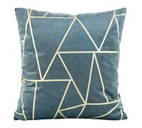 Eurofirany Elegante federa per cuscino in velluto, con stampa, 45 x 45 cm, in velluto, morbido cuscino per divano, motivo triangolare, blu