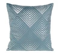 Eurofirany Elegante federa per cuscino in velluto, con stampa, 45 x 45 cm, in velluto, morbido cuscino per divano, motivo geometrico 2, blu